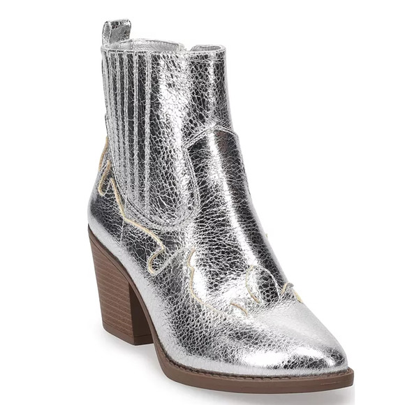 SO Shoes - SO Silver Women Cowboy Boots Size 8 NWT
